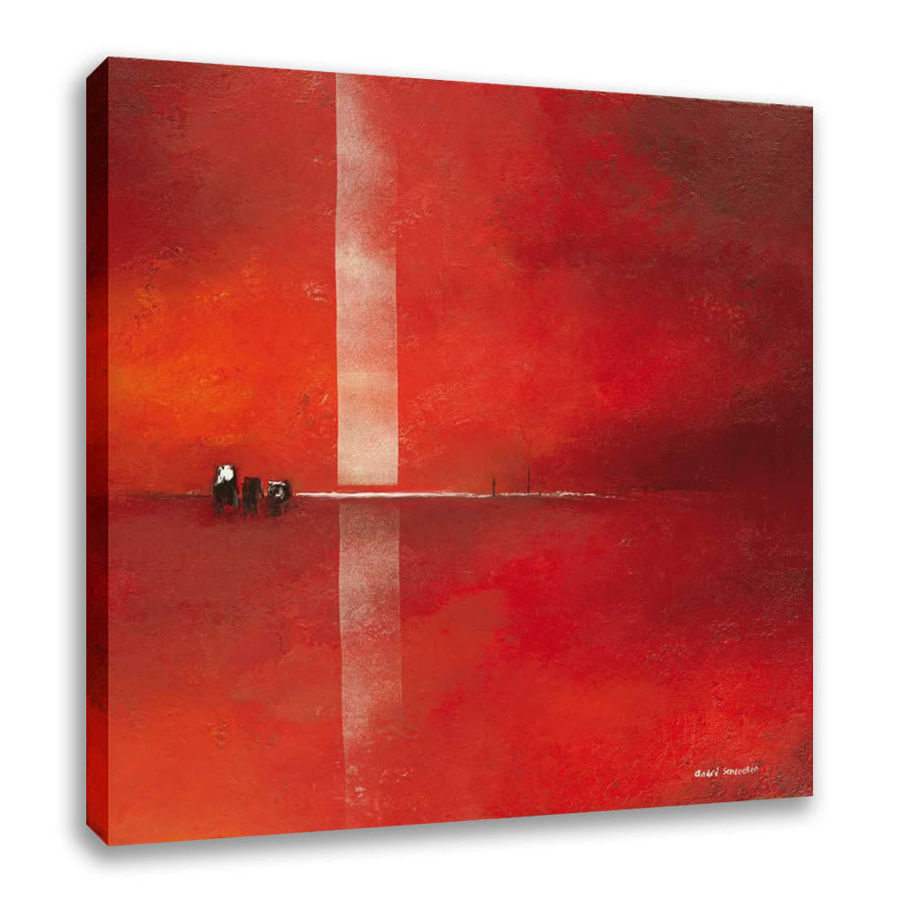 Deep red abstract landscape painting popular Canvas print