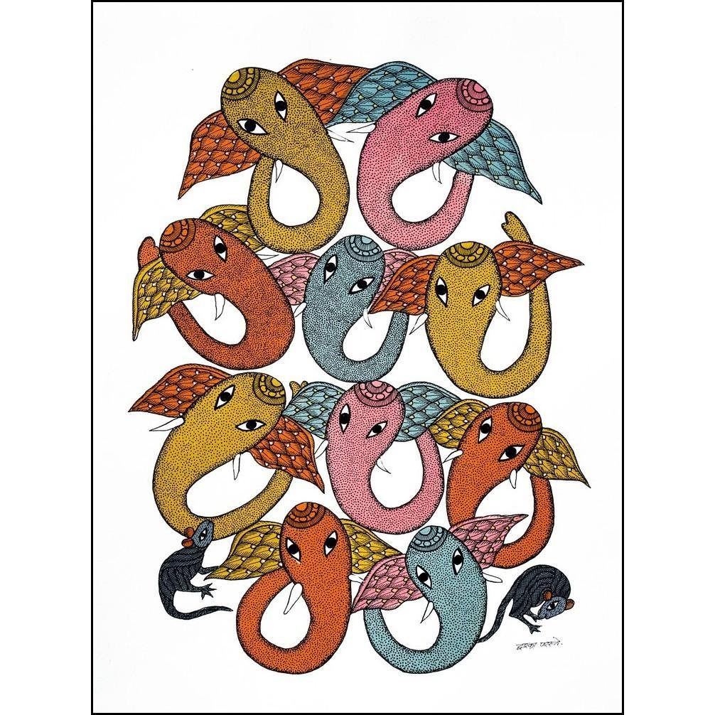 Ganesha Elephant | Gond Painting | Buy painting Online | Gond Art