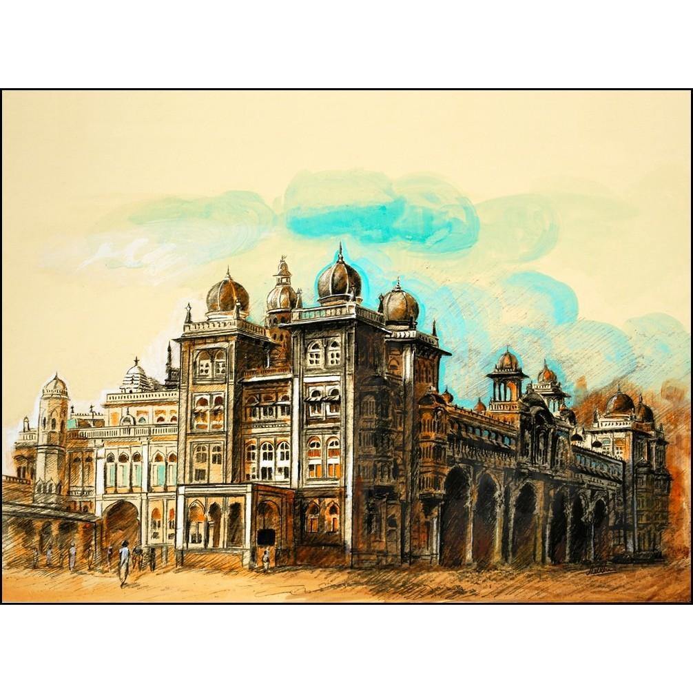 How to draw the Mysore Palace - YouTube