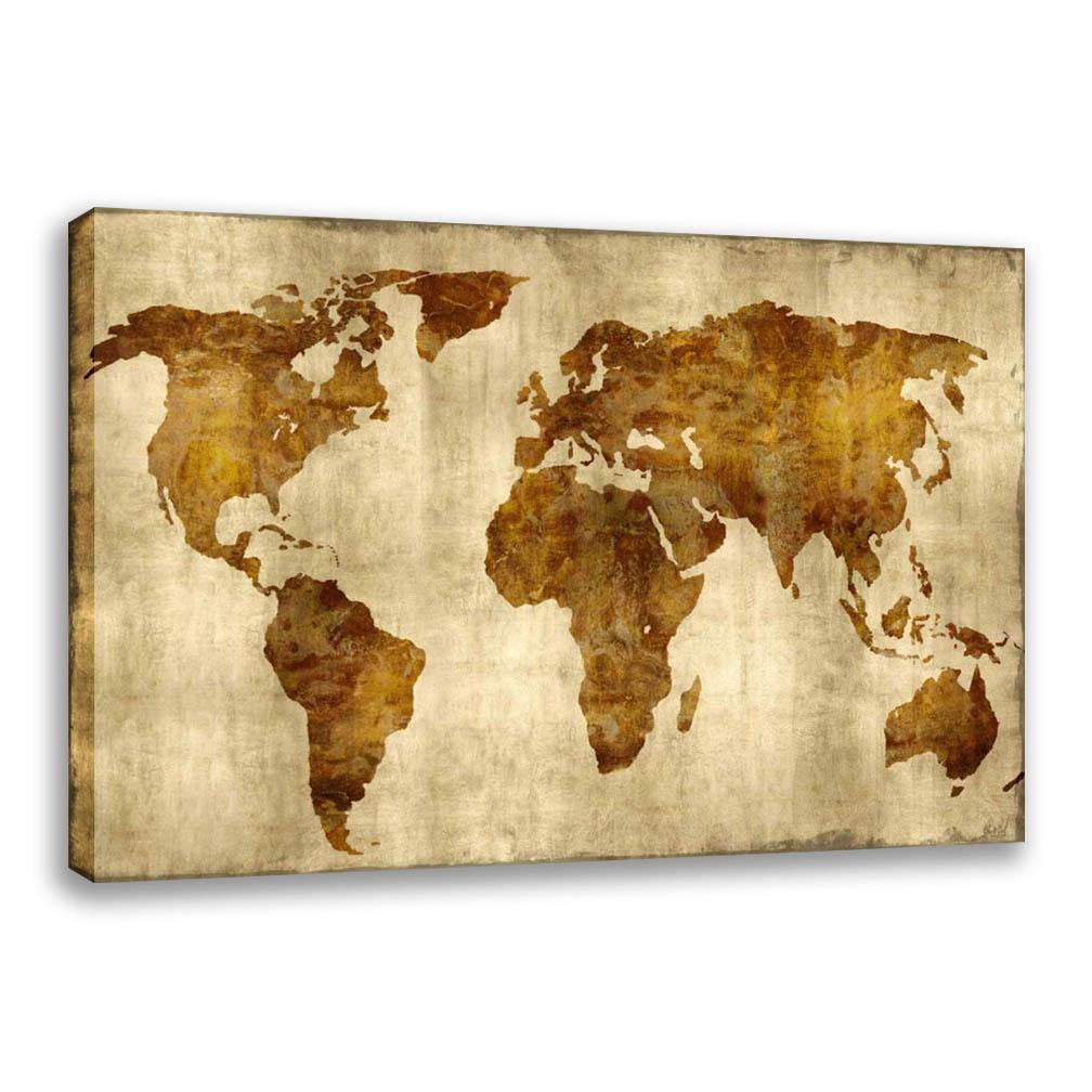 The World - Brownze on Gold 14416 Buy World Map Painting | World Map ...